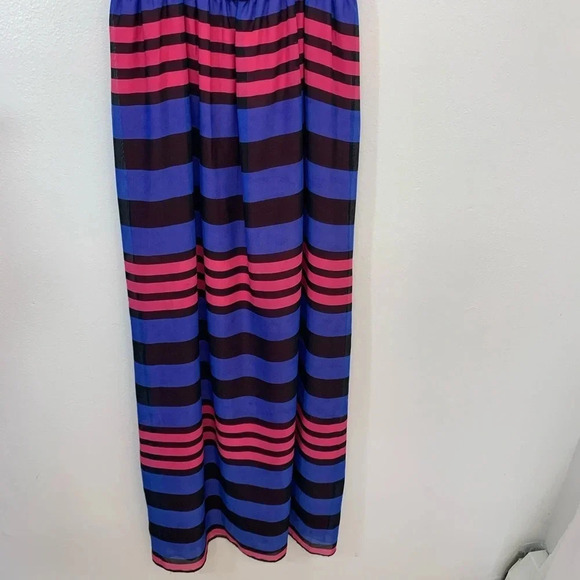 Espresso Maxi Dress Small Colorful Blue Pink Sheer Lined Sleeveless Boho G90 - Picture 4 of 8